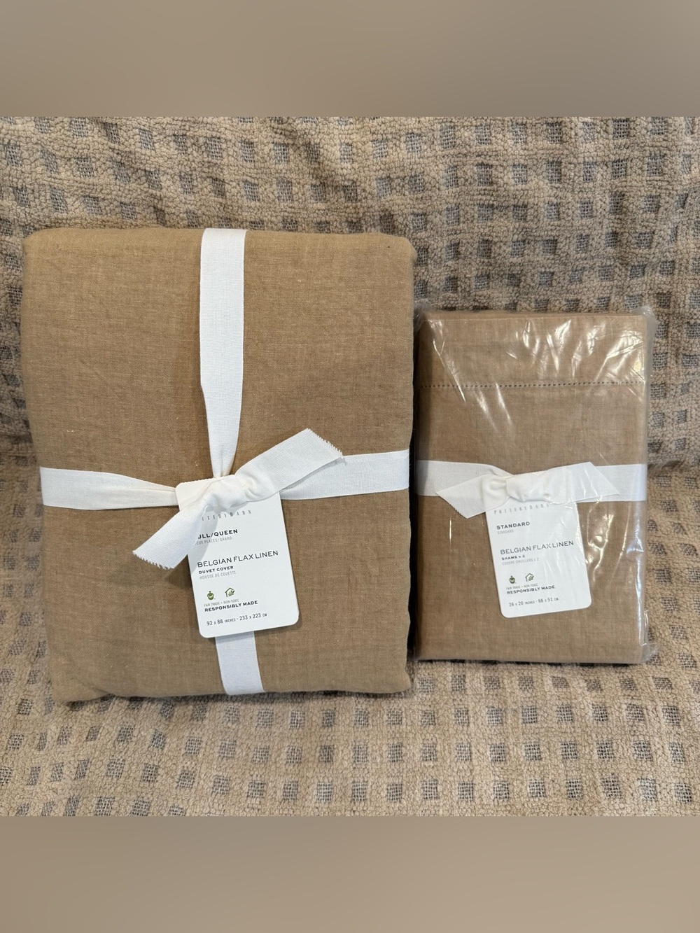 Pottery Barn Belgian Flax Linen Duvet Cover with 2 Matching Sham Full Queen
